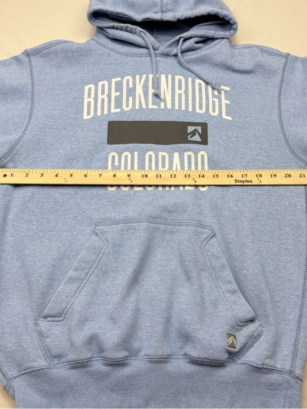 Breckenridge Colorado Light Blue Men's Hooded Sweatshirt - Picture 6 of 10